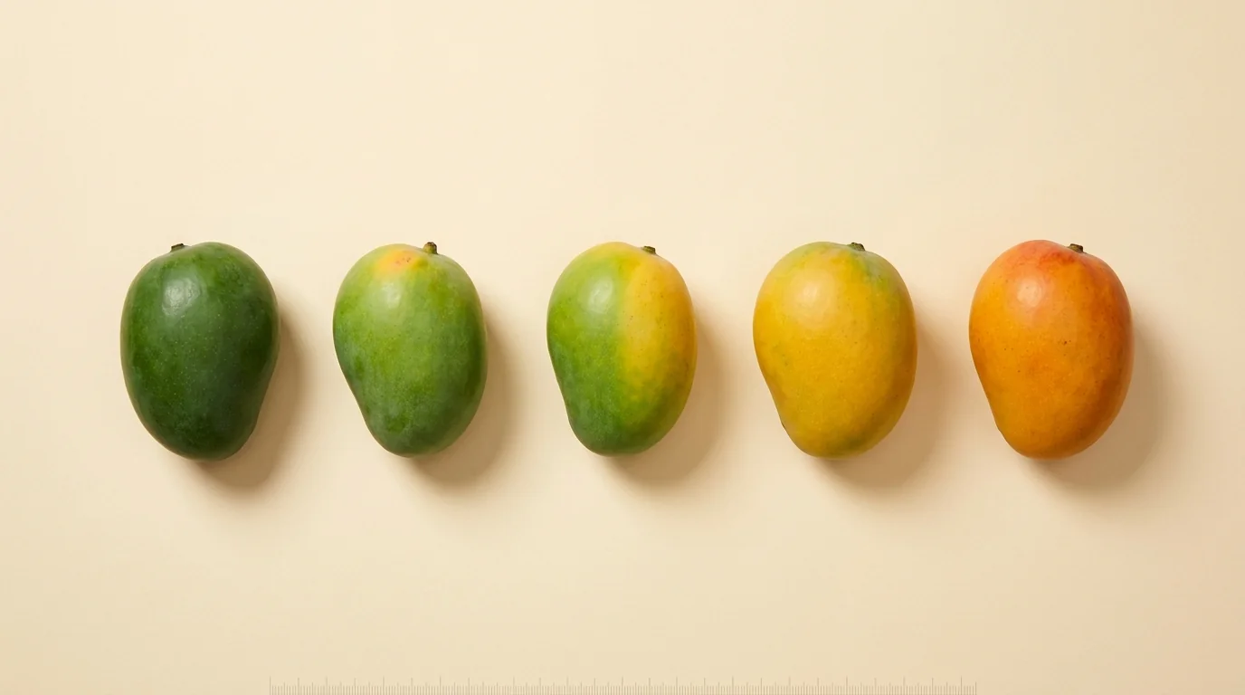 Mango ripening reference — 5 stages