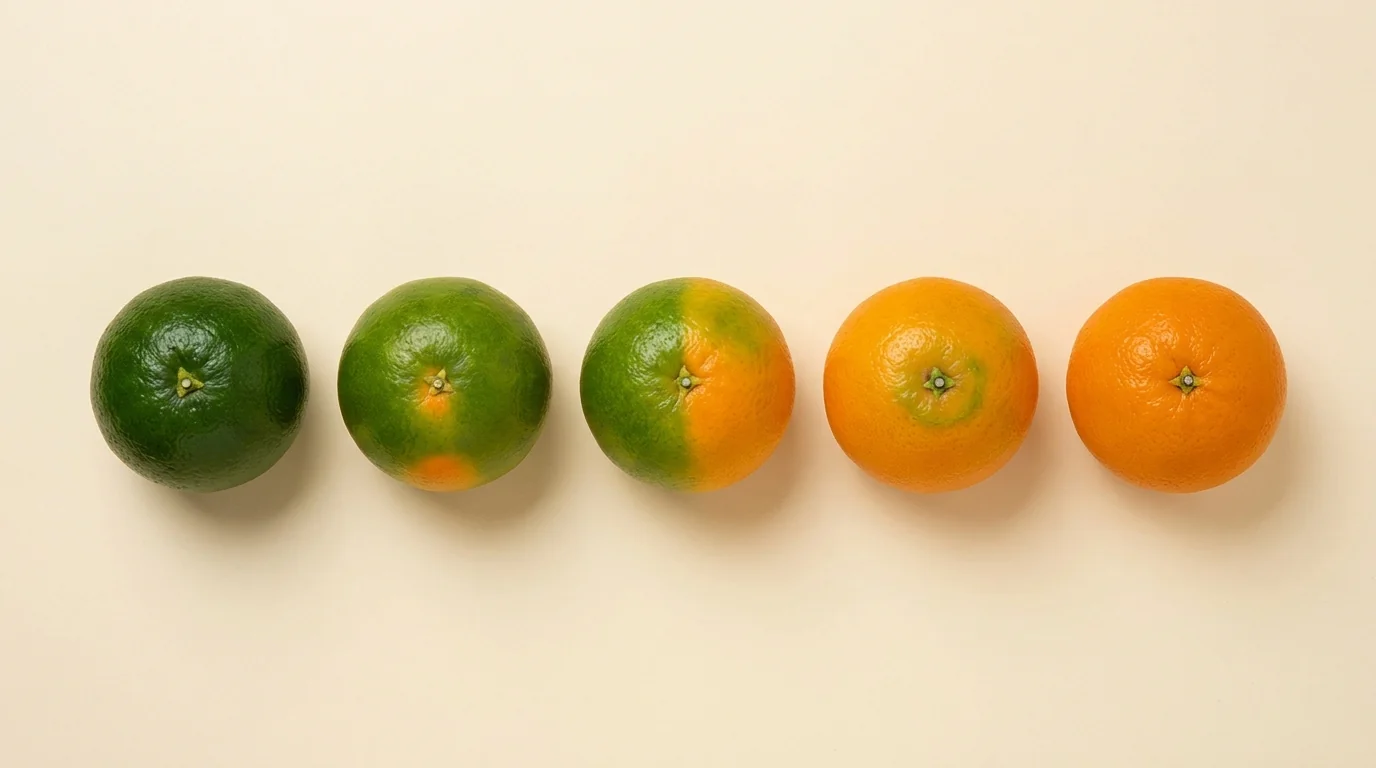 Orange de-greening reference — 5 stages